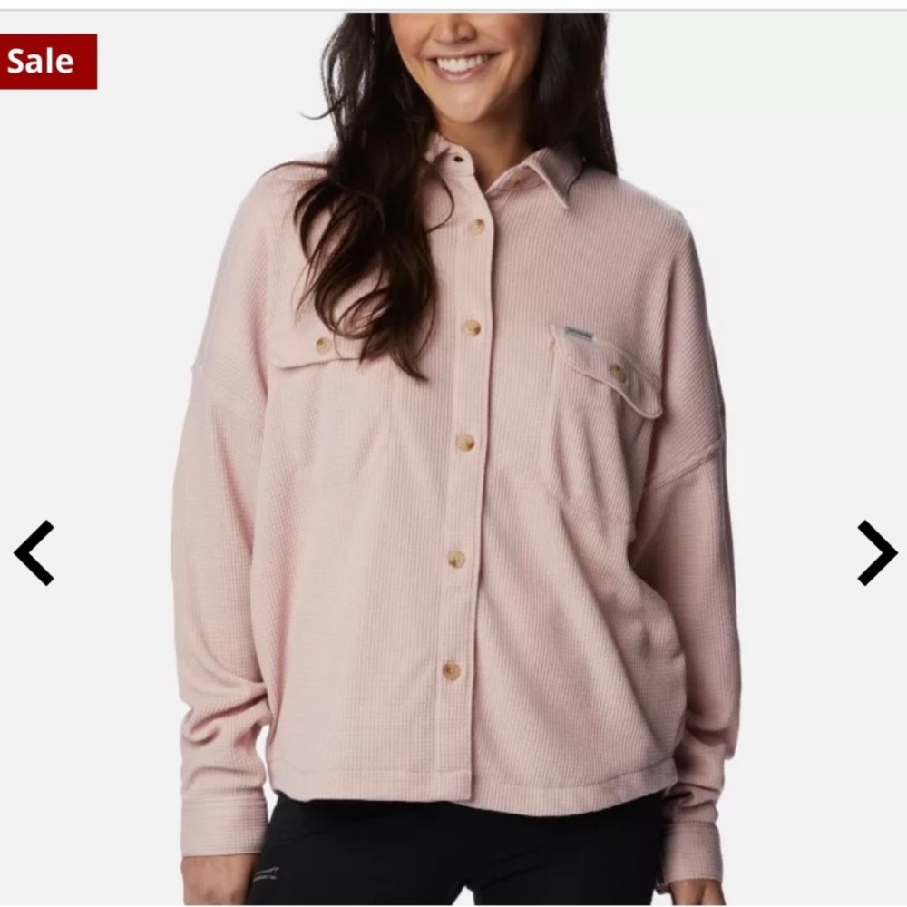 Columbia Women's Holly Hideaway™ Waffle Shirt Jacket Dusty Pink Plus SZ 3X $100